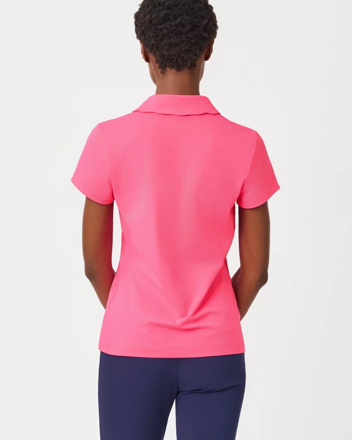 Scalloped Collar Short Sleeve Luxletic Polo Top