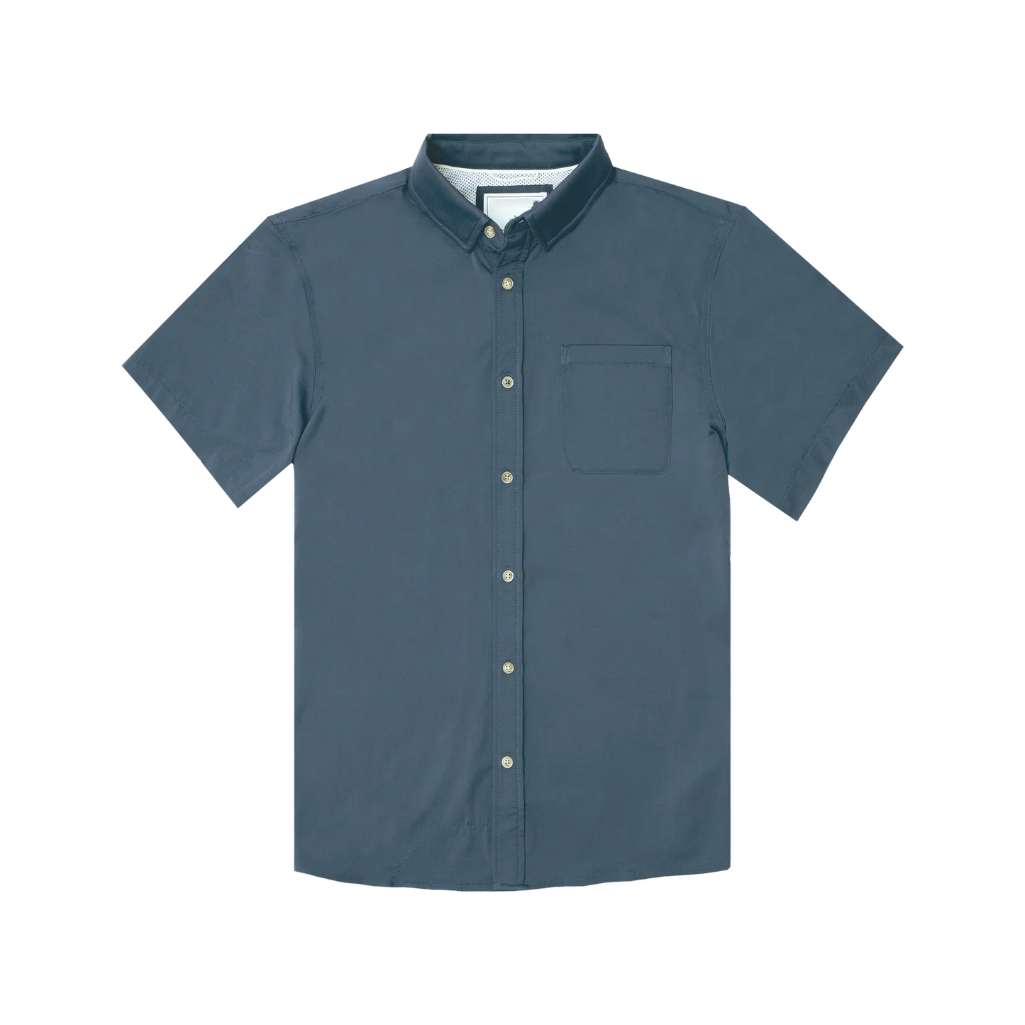 Men’s Solid Navy UPF50+ Stretch Quick Dry Short Sleeve Button Up Shirt