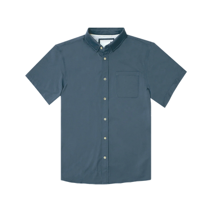 Men’s Solid Navy UPF50+ Stretch Quick Dry Short Sleeve Button Up Shirt