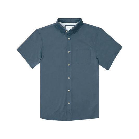 Men’s Solid Navy UPF50+ Stretch Quick Dry Short Sleeve Button Up Shirt