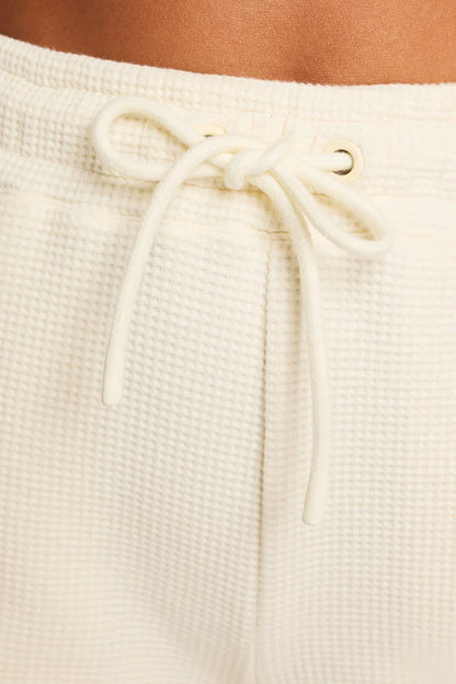 Drawstring Waffle Knit Straight Leg Cotton Lounge Pants