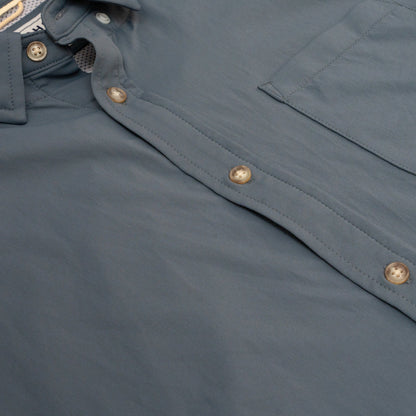 Men’s Solid Navy UPF50+ Stretch Quick Dry Short Sleeve Button Up Shirt